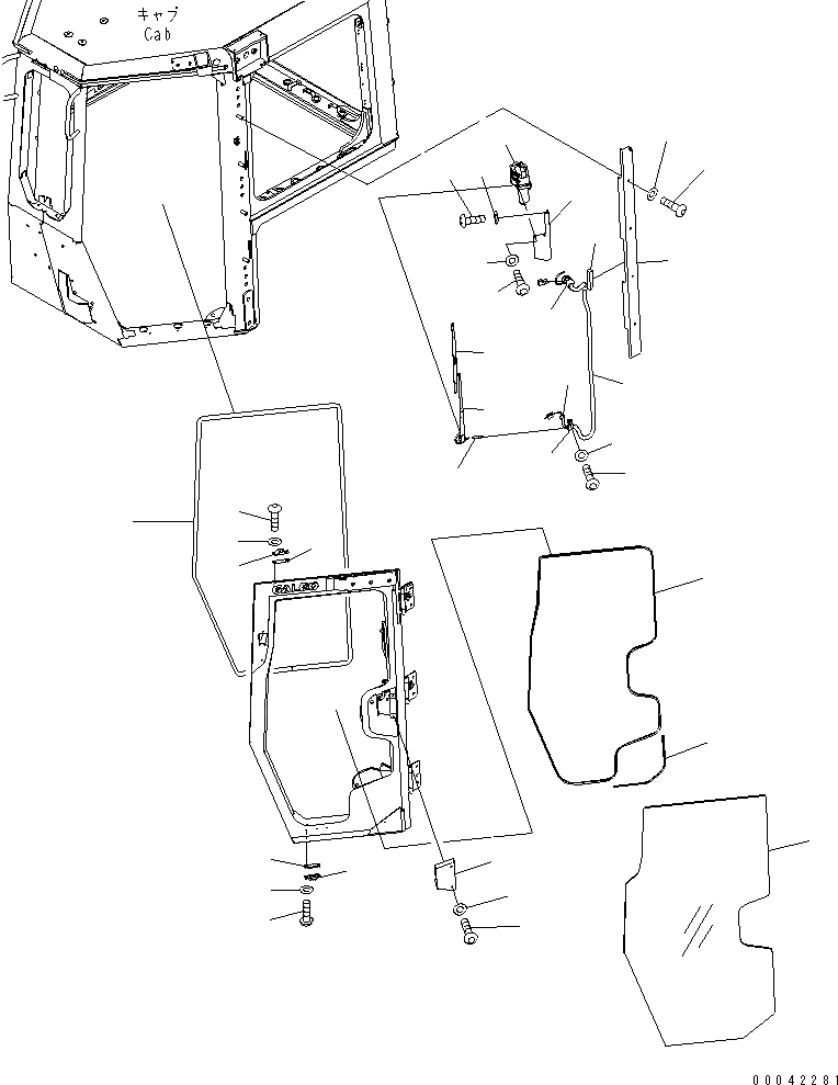 Схема запчастей Komatsu D155AX-6 - КАБИНА (ДВОРНИКИ ДВЕРИ) (ЛЕВ.)(№8-8) КАБИНА ОПЕРАТОРА И СИСТЕМА УПРАВЛЕНИЯ