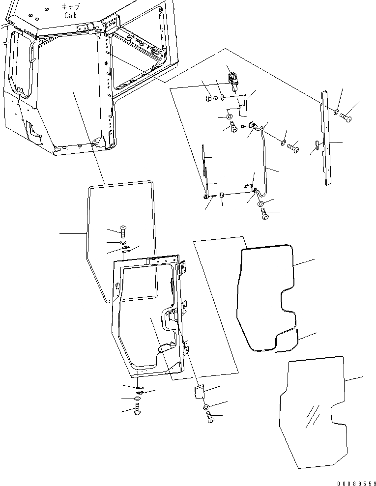 Схема запчастей Komatsu D155AX-6 - КАБИНА (ДВОРНИКИ ДВЕРИ) (ЛЕВ.)(№8-) КАБИНА ОПЕРАТОРА И СИСТЕМА УПРАВЛЕНИЯ