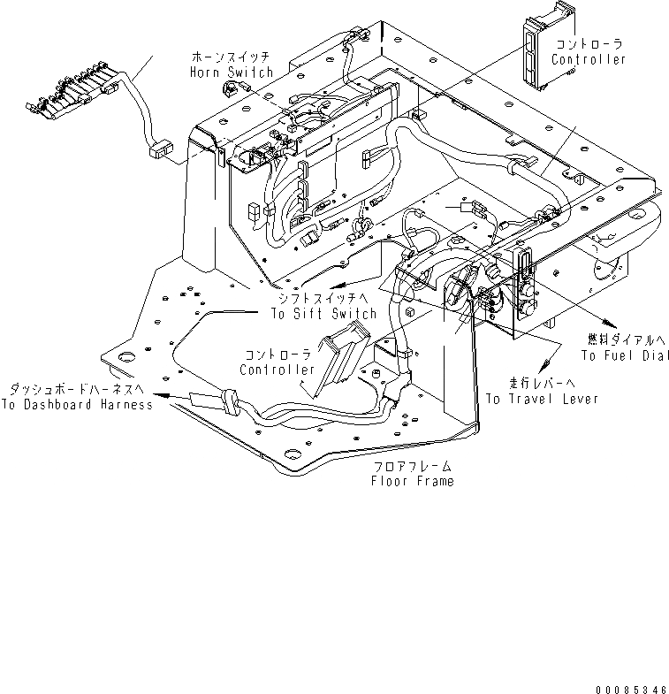Схема запчастей Komatsu D155AX-6 - ОСНОВН. КОНСТРУКЦИЯ (ПРОВОДКА)(№877-) КАБИНА ОПЕРАТОРА И СИСТЕМА УПРАВЛЕНИЯ