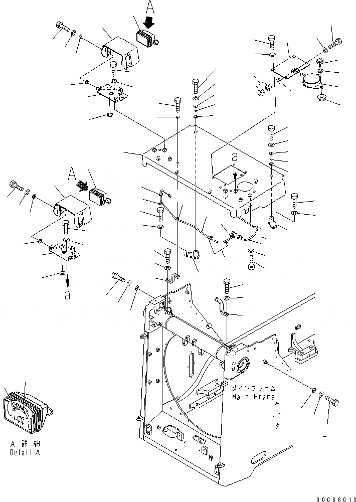 Схема запчастей Komatsu D155AX-6 - РАДИАТОР (КРЫШКАAND ГОЛОВНОЕ ОСВЕЩЕНИЕ)(№887-) ЧАСТИ КОРПУСА