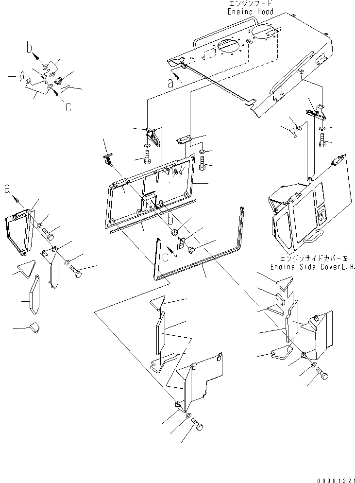Схема запчастей Komatsu D155AX-6 - КАПОТ (БОКОВ. КРЫШКА ДВИГ.) (ПРАВ.) (НИЗ. NOISE СПЕЦ-Я.)(№89-) ЧАСТИ КОРПУСА