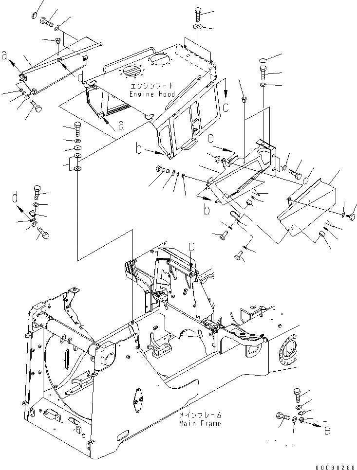Схема запчастей Komatsu D155AX-6 - КАПОТ (БОКОВ. КРЫШКА И КРЕПЛЕНИЕ КАПОТА) (ДЛЯ ПРЕДПУСКОВ. ПОДОГРЕВ) (ДЛЯ СТРАН ЕС)(№8-) ЧАСТИ КОРПУСА