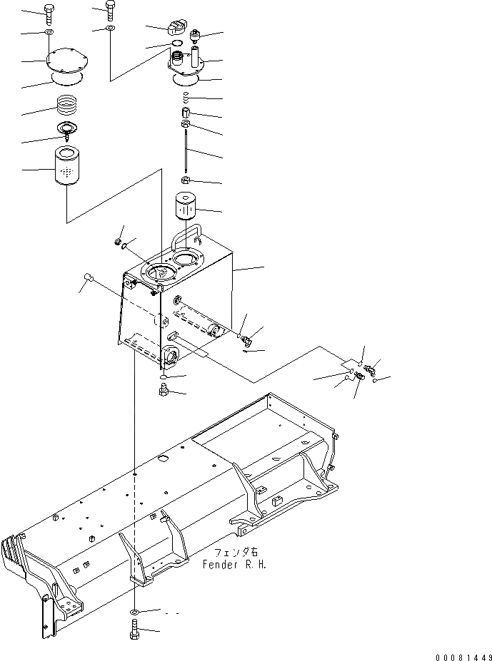 Схема запчастей Komatsu D155AX-6 - КРЫЛО (ГИДР. БАК.)(№877-) ЧАСТИ КОРПУСА