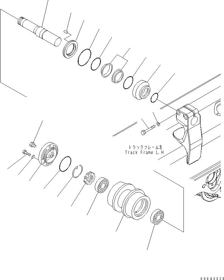 Схема запчастей Komatsu D155AX-6 - ГУСЕНИЧНАЯ РАМА (ПОДДЕРЖИВАЮЩИЙ КАТОК) (ЛЕВ.)(№8-) ХОДОВАЯ
