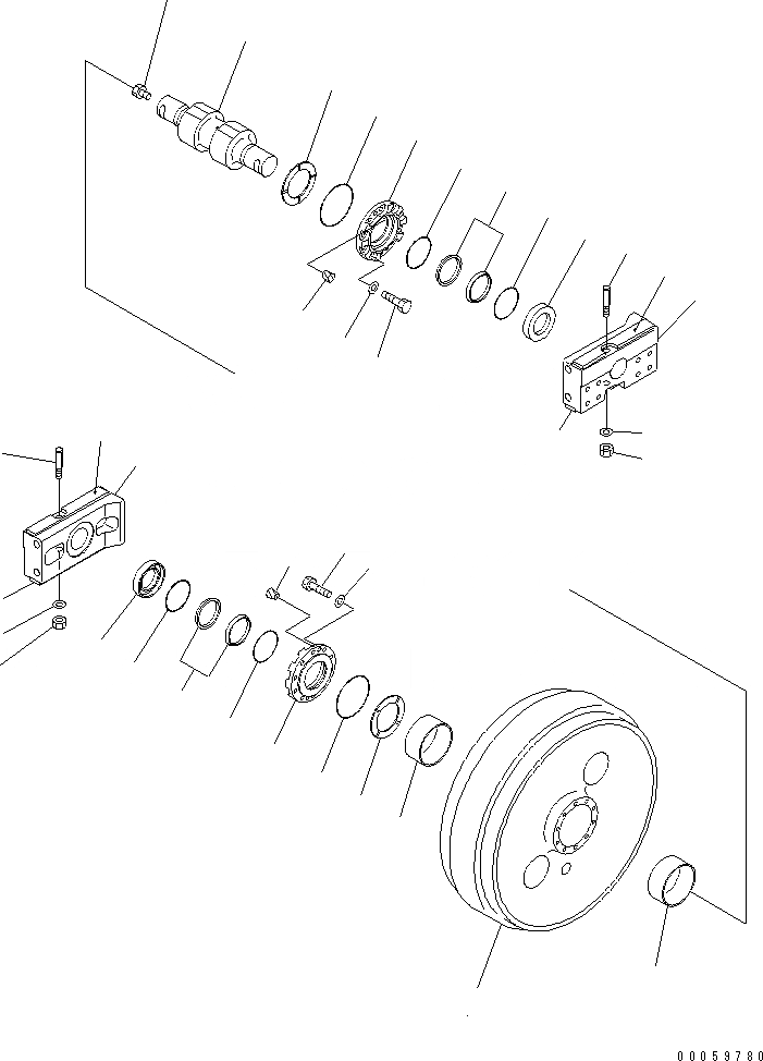 Схема запчастей Komatsu D155AX-6 - ГУСЕНИЧНАЯ РАМА (ПЕРЕДН. ЛЕНИВЕЦ) (ПРАВ.)(№8-) ХОДОВАЯ