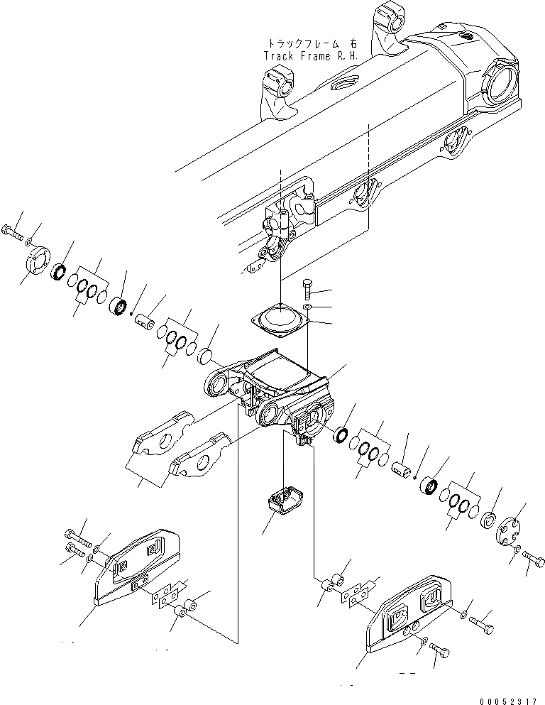 Схема запчастей Komatsu D155AX-6 - ГУСЕНИЧНАЯ РАМА (ТЕЛЕЖКА) (ПРАВ.) (ДЛЯ ПОЛН. ЗАЩИТА КАТКОВ¤.)(№8-) ХОДОВАЯ