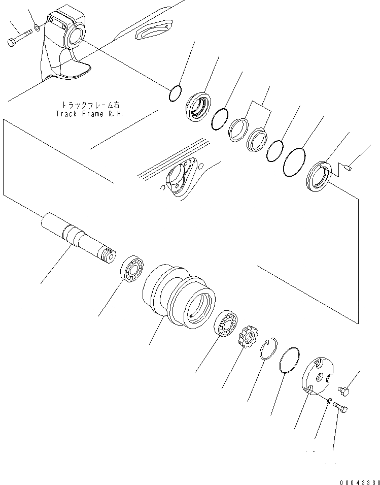 Схема запчастей Komatsu D155AX-6 - ГУСЕНИЧНАЯ РАМА (ПОДДЕРЖИВАЮЩИЙ КАТОК) (ПРАВ.)(№8-) ХОДОВАЯ