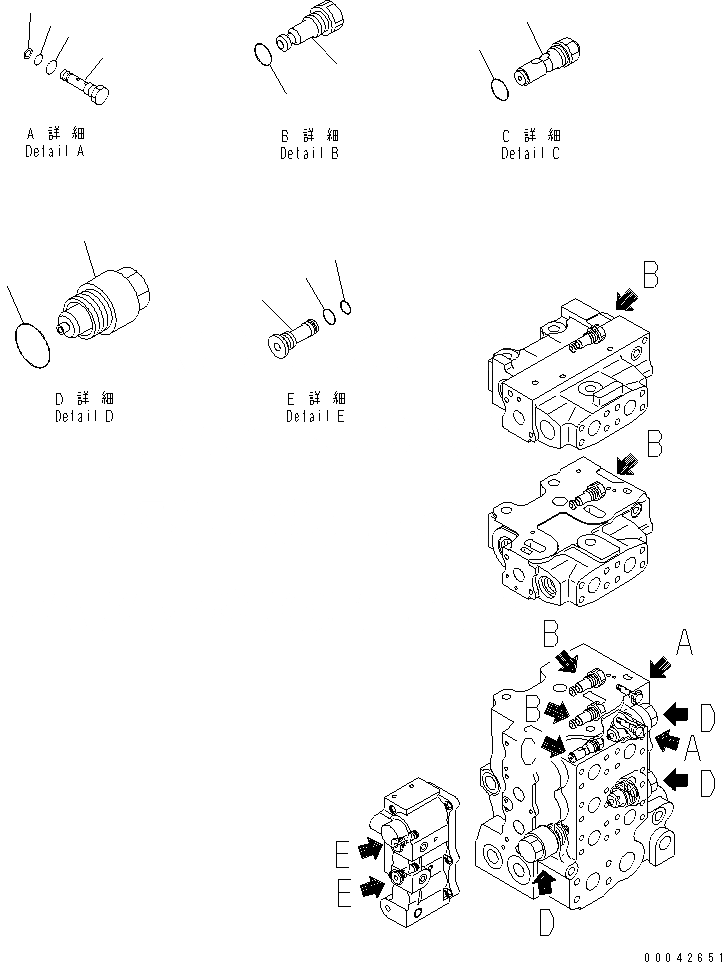 Схема запчастей Komatsu D155AX-6 - УПРАВЛЯЮЩ. КЛАПАН (ДВОЙН. НАКЛОН.) (/)(№8-) ОСНОВН. КОМПОНЕНТЫ И РЕМКОМПЛЕКТЫ