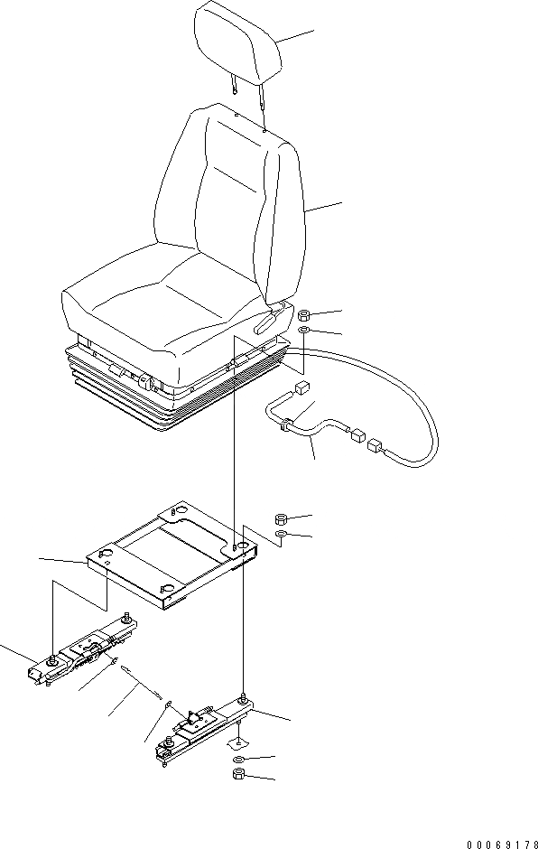Схема запчастей Komatsu D155AX-6A - СИДЕНЬЕ ОПЕРАТОРА (TURN И ВОЗД. С ВОЗД. ПОДВЕСКОЙ) (ТКАНЕВОЕ СИДЕНЬЕ) (С HEADREST)(№8-) КАБИНА ОПЕРАТОРА И СИСТЕМА УПРАВЛЕНИЯ