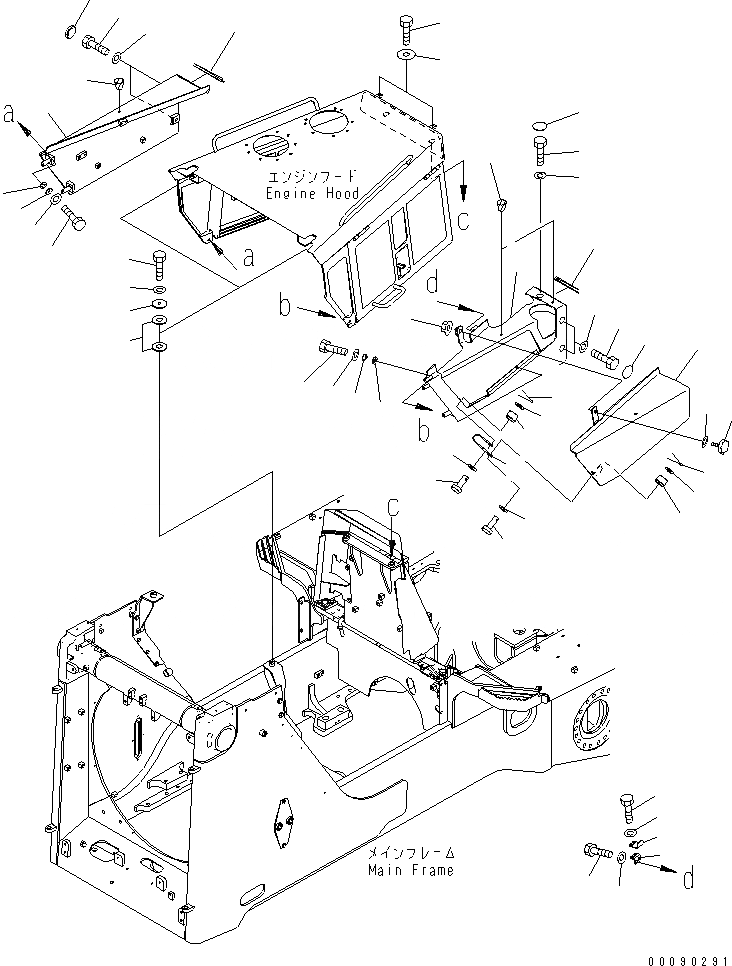 Схема запчастей Komatsu D155AX-6A - КАПОТ (БОКОВ. КРЫШКА И КРЕПЛЕНИЕ КАПОТА) (ДЛЯ ПРЕДПУСКОВ. ПОДОГРЕВ)(№8-) ЧАСТИ КОРПУСА