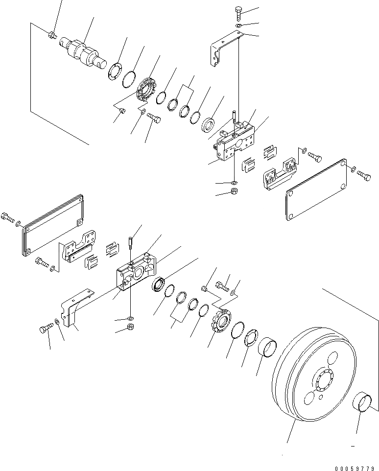 Схема запчастей Komatsu D155AX-6A - ГУСЕНИЧНАЯ РАМА (ПЕРЕДН. ЛЕНИВЕЦ) (ПРАВ.) (СПЕЦ-Я ДЛЯ СВАЛОК)(№8-) ХОДОВАЯ