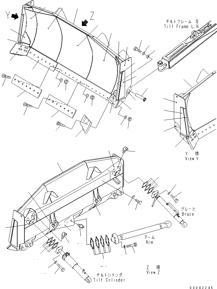 Схема запчастей Komatsu D155AX-6A - ОТВАЛ ПОЛУСФЕРИЧ. ОТВАЛ (УСИЛЕНН.)(№8-) РАБОЧЕЕ ОБОРУДОВАНИЕ
