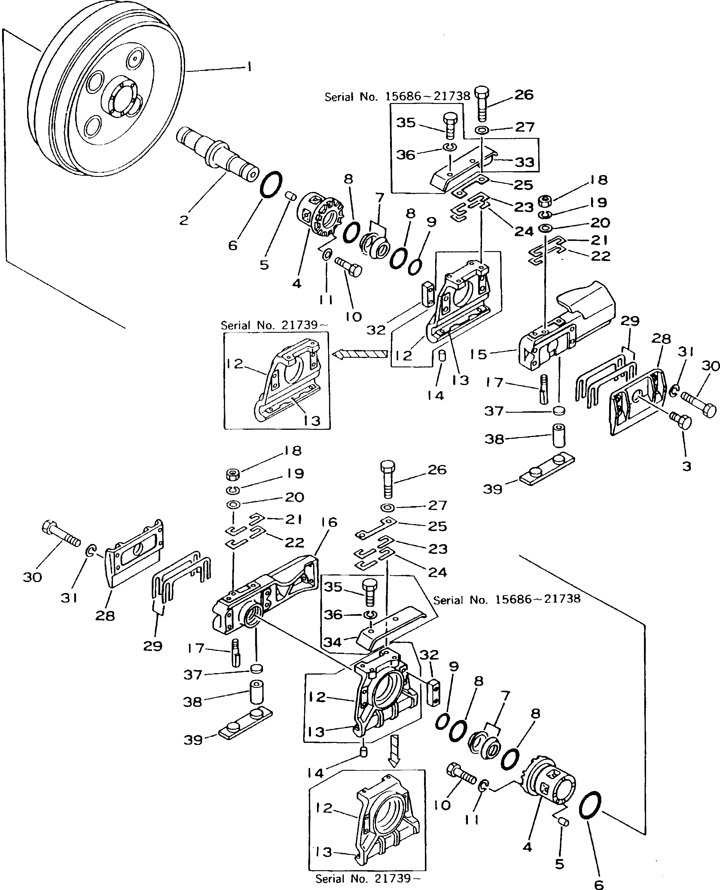 Схема запчастей Komatsu D155C-1P-ZZ - ПЕРЕДН. ЛЕНИВЕЦ ГУСЕНИЦЫ