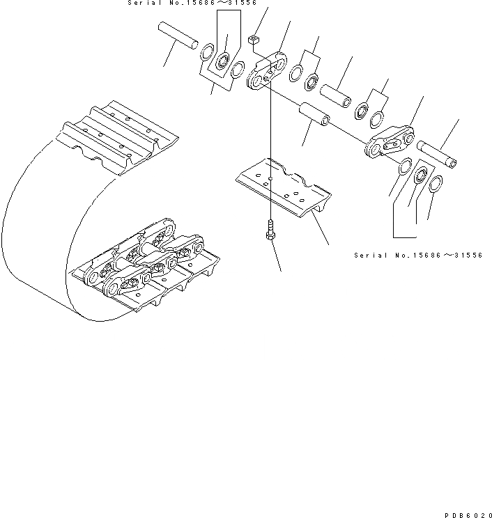 Схема запчастей Komatsu D155C-1P-ZZ - ГУСЕНИЦЫ (7MM ШИР.) ГУСЕНИЦЫ