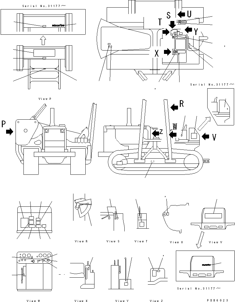 Схема запчастей Komatsu D155C-1P-ZZ - МАРКИРОВКА (CZECHO)(№8-) ЧАСТИ КОРПУСА