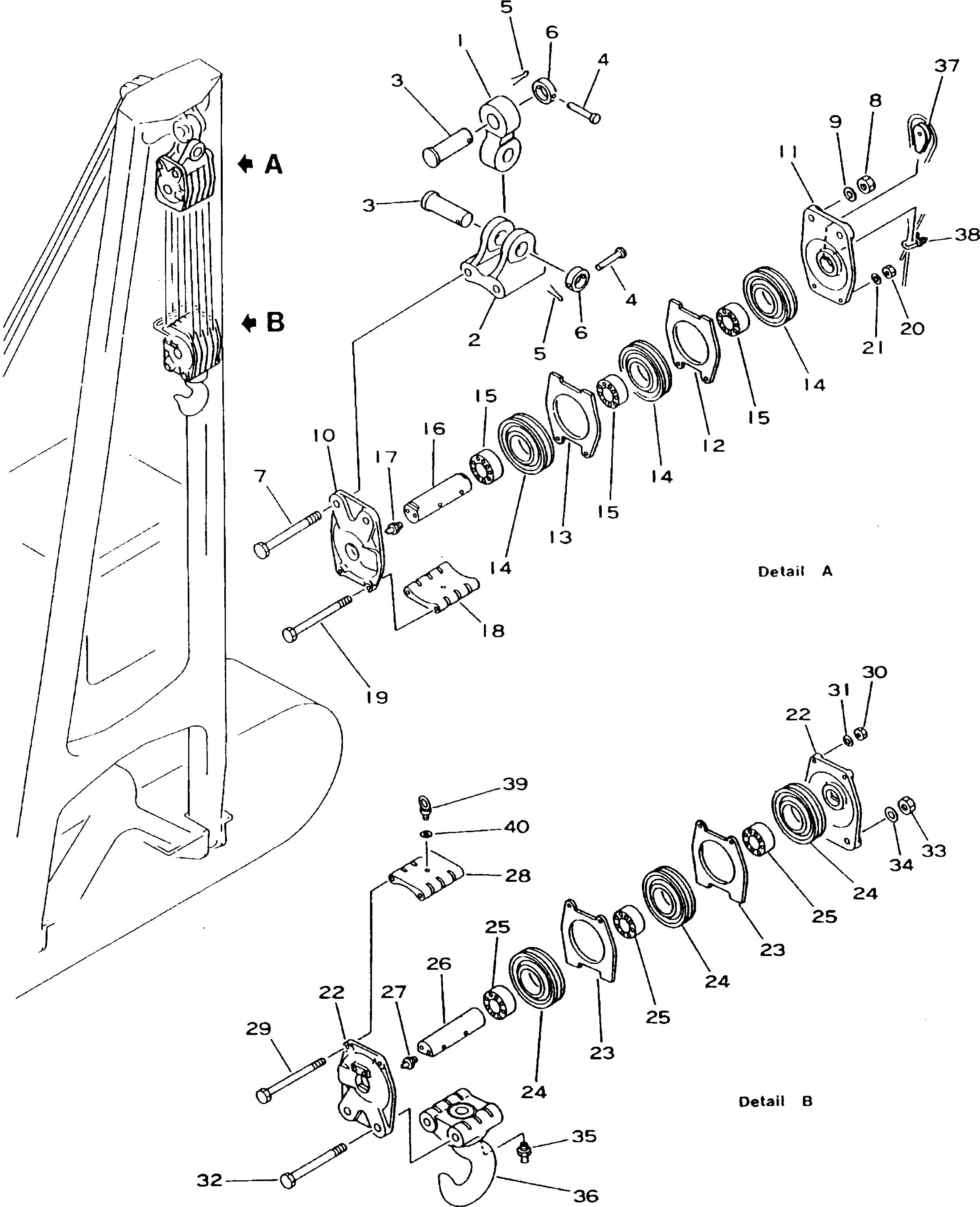 Схема запчастей Komatsu D155C-1P-ZZ - БЛОК И КРЮК РАБОЧЕЕ ОБОРУДОВАНИЕ