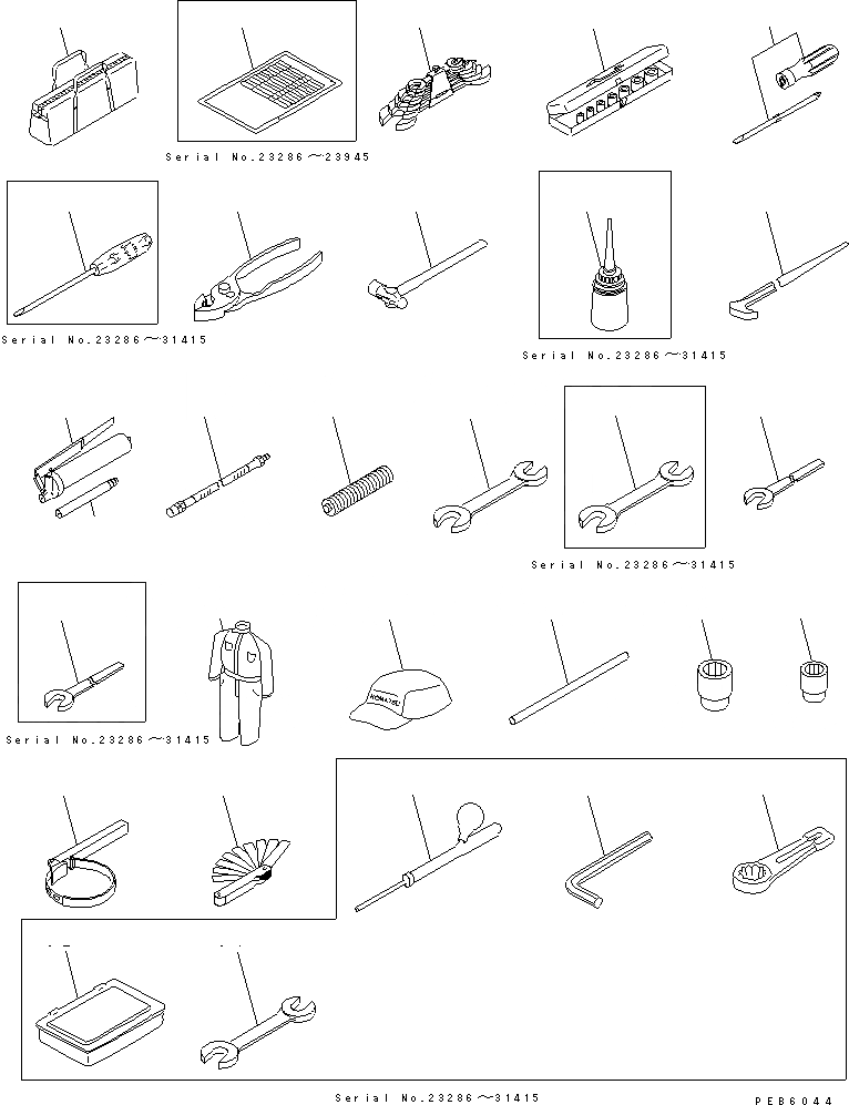 Схема запчастей Komatsu D155C-1P-ZZ - ИНСТРУМЕНТ(№8-) ИНСТРУМЕНТ И РЕМКОМПЛЕКТЫ