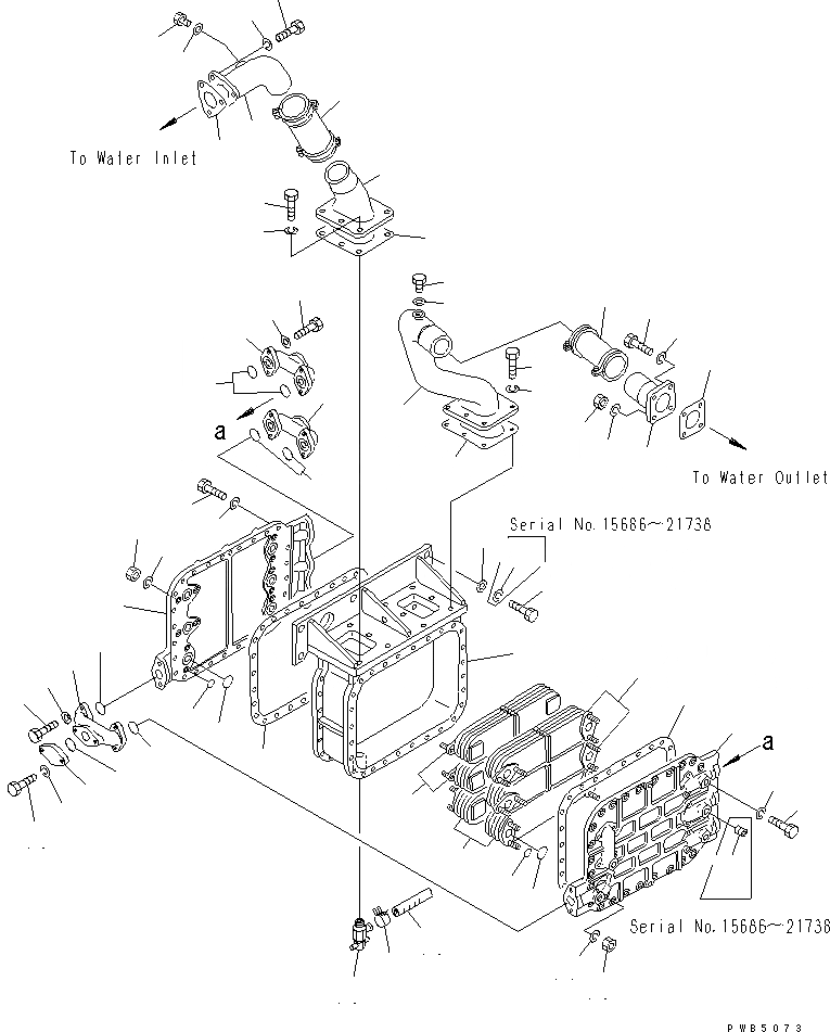 Схема запчастей Komatsu D155C-1P - МАСЛООХЛАДИТЕЛЬ(№8-7) СИСТЕМА ОХЛАЖДЕНИЯ