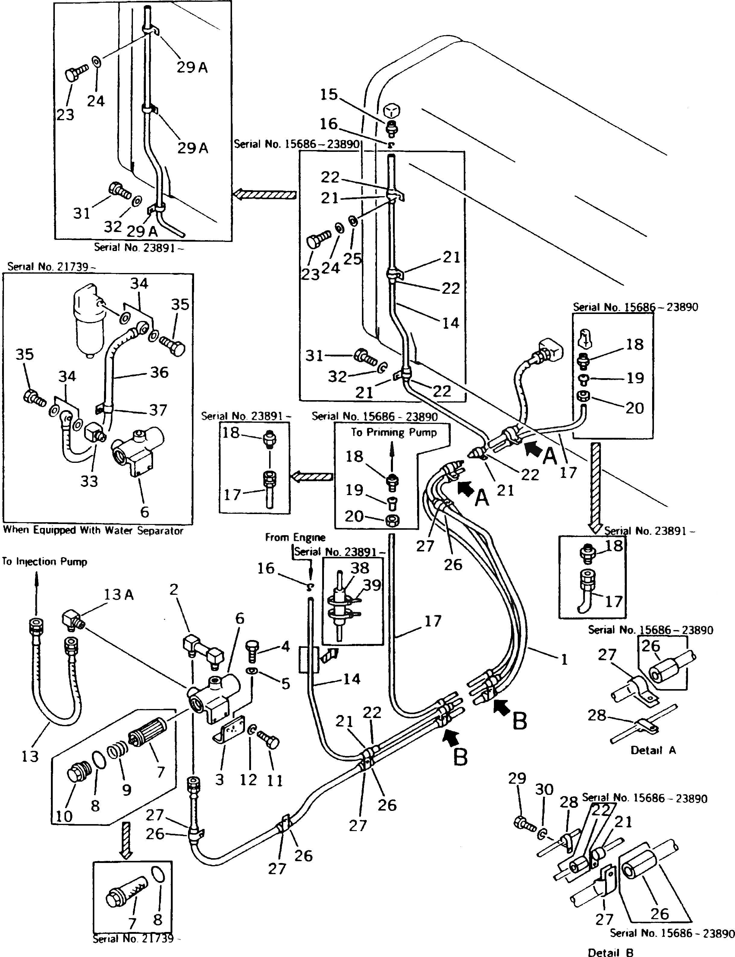 Схема запчастей Komatsu D155C-1P - ТОПЛИВОПРОВОД.(№8-7) ТОПЛИВН. БАК. AND КОМПОНЕНТЫ
