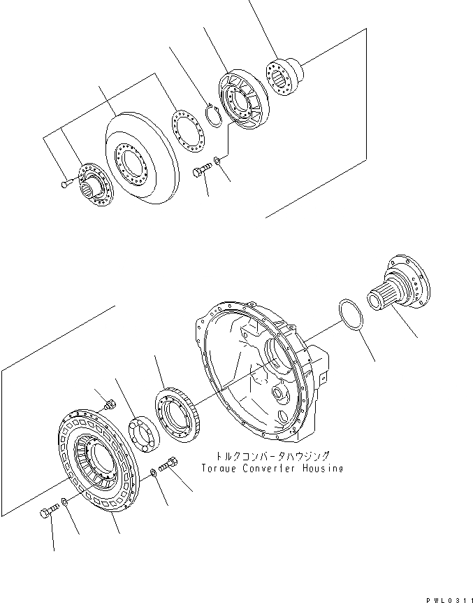 Схема запчастей Komatsu D155C-1P - ГИДРОТРАНСФОРМАТОР(№-) СИЛОВАЯ ПЕРЕДАЧА И КОНЕЧНАЯ ПЕРЕДАЧА