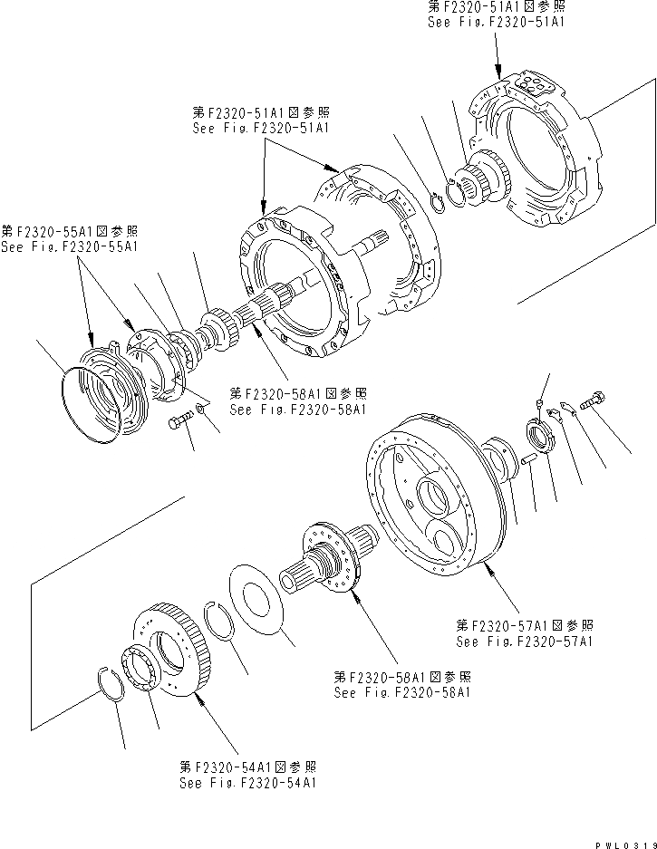 Схема запчастей Komatsu D155C-1P - ТРАНСМИССИЯ (/)(№-) СИЛОВАЯ ПЕРЕДАЧА И КОНЕЧНАЯ ПЕРЕДАЧА