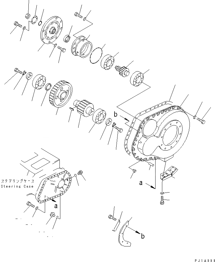 Схема запчастей Komatsu D155C-1P - КОРПУС КОНЕЧН. ПЕРЕДАЧИ СИЛОВАЯ ПЕРЕДАЧА И КОНЕЧНАЯ ПЕРЕДАЧА