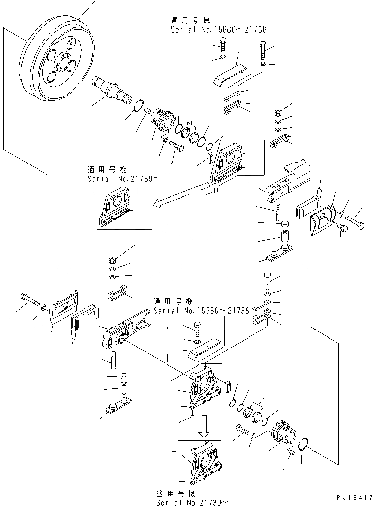 Схема запчастей Komatsu D155C-1P - ПЕРЕДН. ЛЕНИВЕЦ ХОДОВАЯ