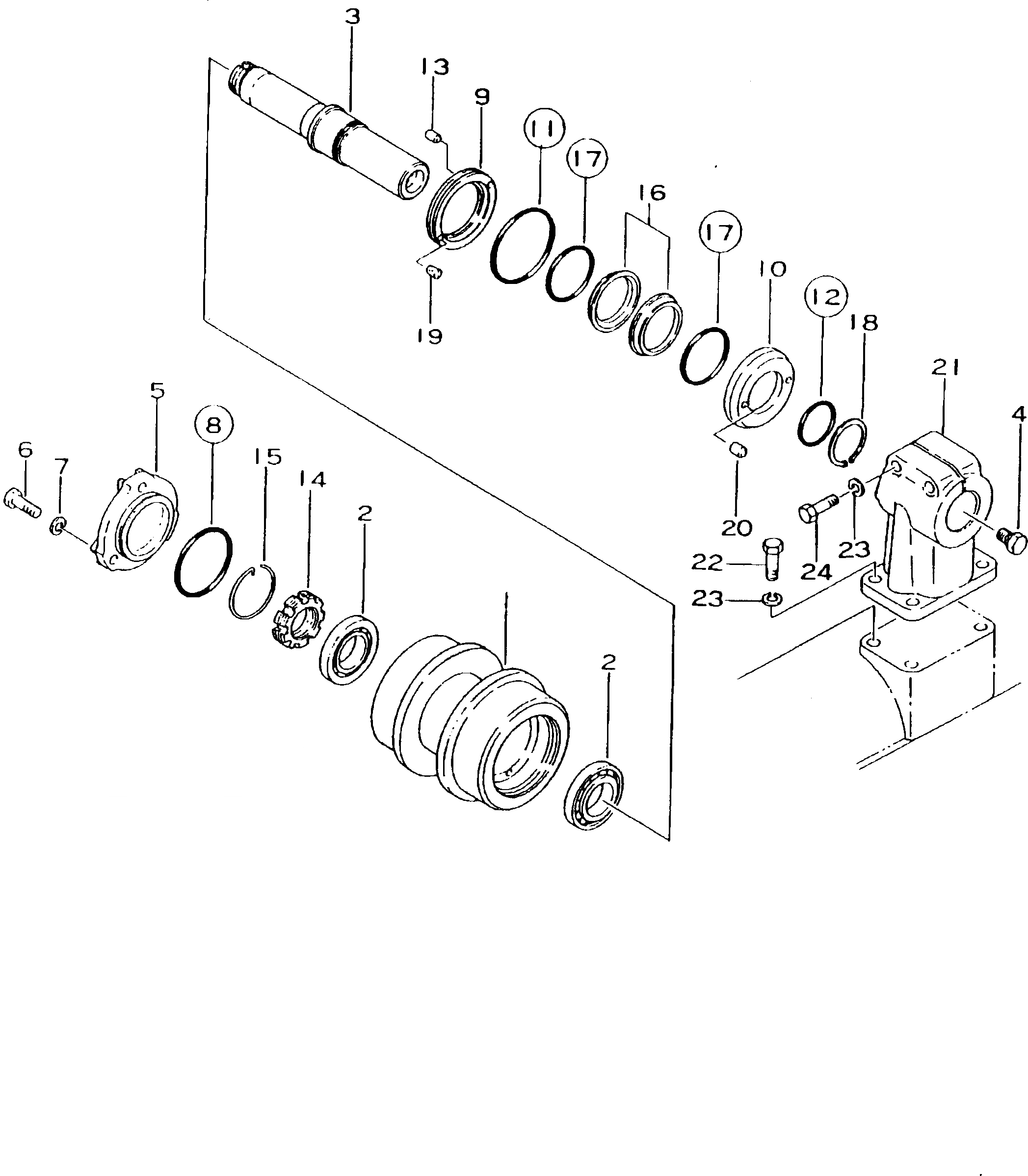 Схема запчастей Komatsu D155C-1P - ПОДДЕРЖИВАЮЩИЙ КАТОК(№8-) ХОДОВАЯ