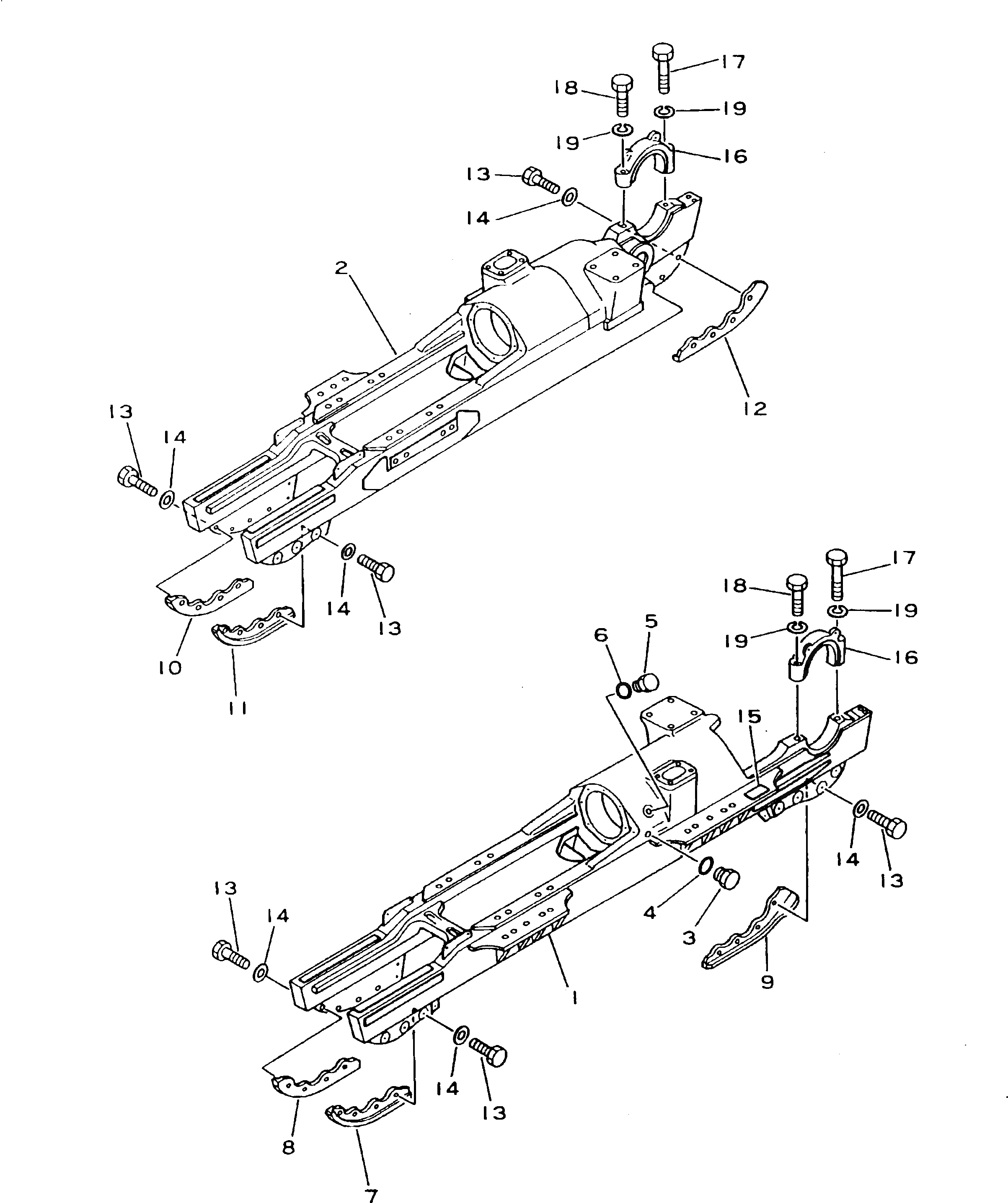 Схема запчастей Komatsu D155C-1P - ГУСЕНИЧНАЯ РАМА(№88-7) ХОДОВАЯ
