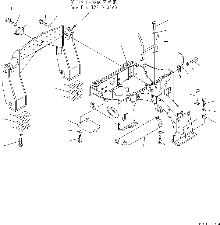 Схема запчастей Komatsu D155C-1P - РАМА (/) (ДЛЯ ДВИГАТЕЛЬ)(№-) РАБОЧЕЕ ОБОРУДОВАНИЕ