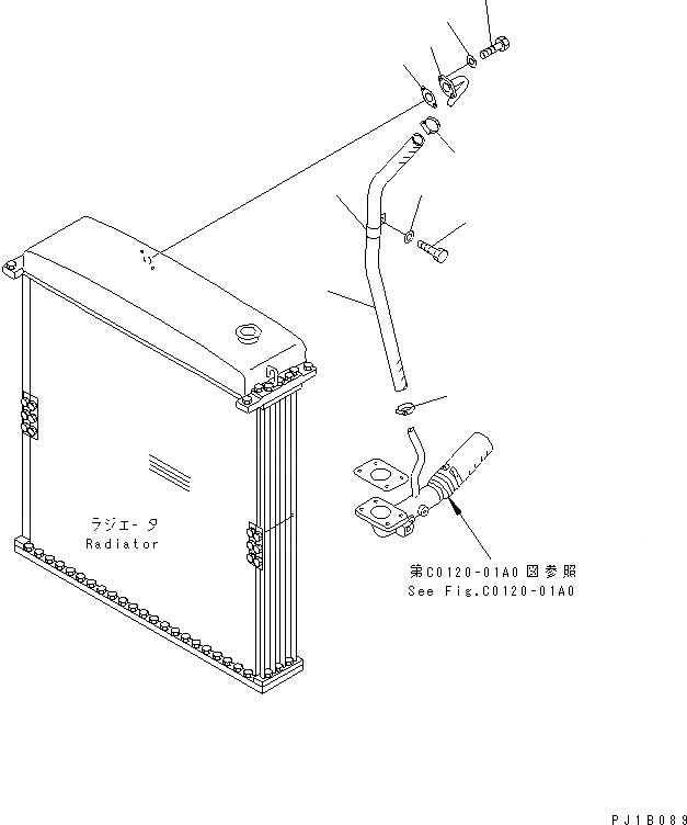 Схема запчастей Komatsu D155C-1D - СИСТЕМА ТРУБ РАДИАТОРА ЧАСТИ КОРПУСА