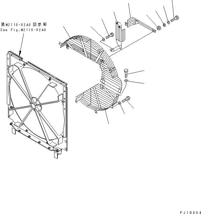 Схема запчастей Komatsu D155C-1D - ВЕНТИЛЯТОР РАДИАТОРА ЧАСТИ КОРПУСА
