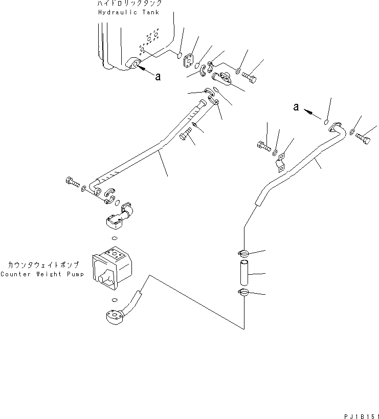 Схема запчастей Komatsu D155C-1D - ГИДРОЛИНИИ ПРОТИВОВЕСА(/) ЧАСТИ КОРПУСА