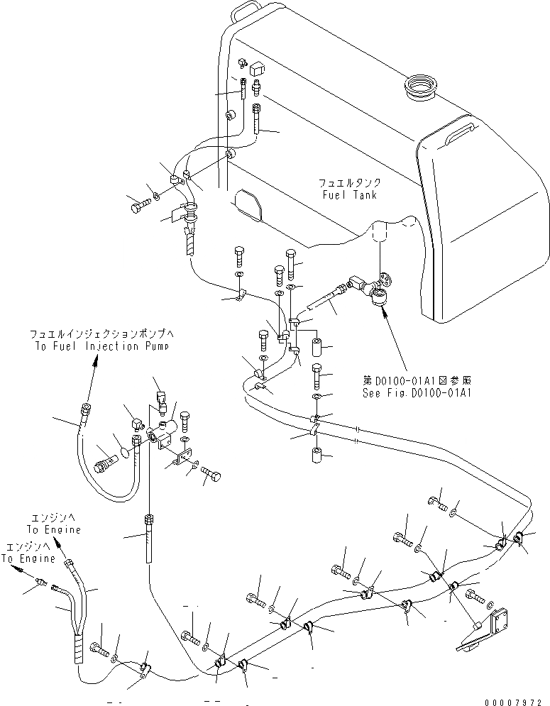 Схема запчастей Komatsu D155C-1 - ТОПЛИВОПРОВОД. (ДЛЯ ДВИГАТЕЛЬ)(№8-) ТОПЛИВН. БАК. AND КОМПОНЕНТЫ