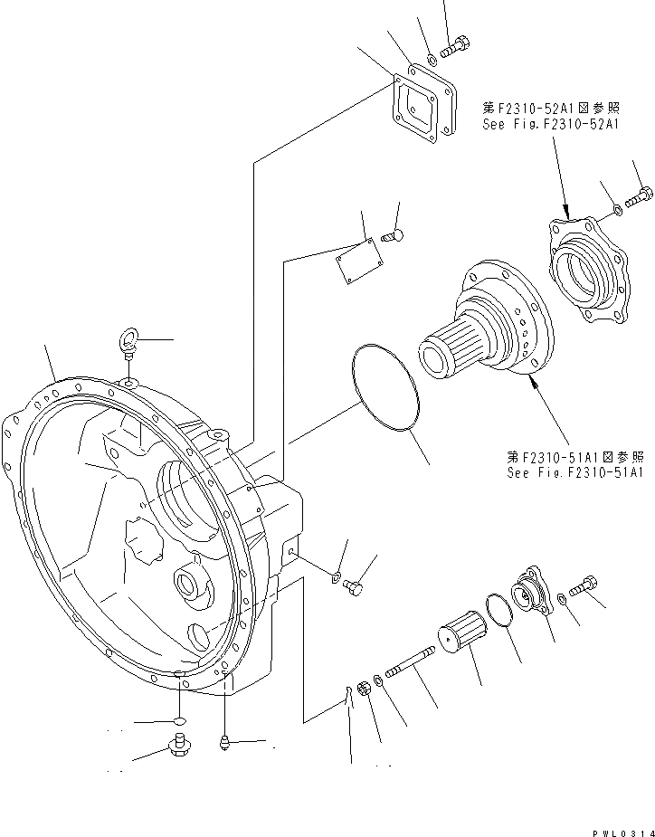 Схема запчастей Komatsu D155C-1 - КОРПУС ГИДРОТРАНСФОРМАТОРА(№-) СИЛОВАЯ ПЕРЕДАЧА И КОНЕЧНАЯ ПЕРЕДАЧА
