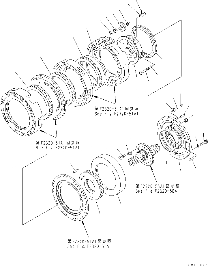 Схема запчастей Komatsu D155C-1 - ТРАНСМИССИЯ (/)(№-) СИЛОВАЯ ПЕРЕДАЧА И КОНЕЧНАЯ ПЕРЕДАЧА