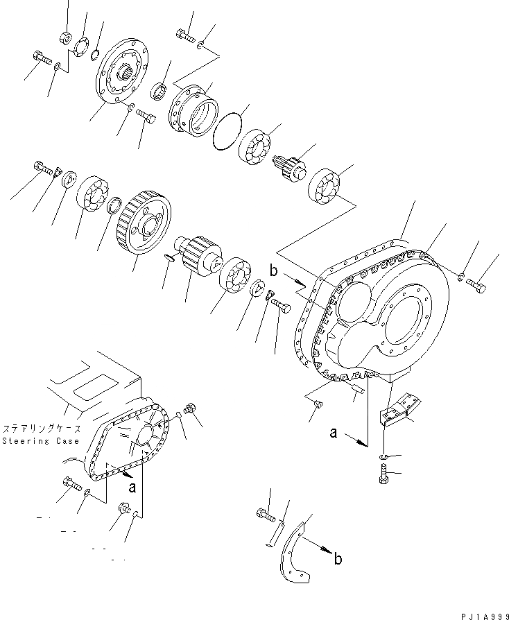 Схема запчастей Komatsu D155C-1 - КОРПУС КОНЕЧН. ПЕРЕДАЧИ СИЛОВАЯ ПЕРЕДАЧА И КОНЕЧНАЯ ПЕРЕДАЧА