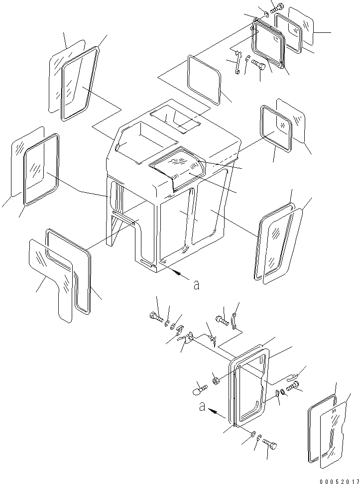 Схема запчастей Komatsu D155C-1 - КАБИНА (ДВЕРЬ И ОКНА) (ДЛЯ ДВИГАТЕЛЬ) (БЕЗ ВЕНТИЛЯТОР)(№-) КАБИНА ОПЕРАТОРА И СИСТЕМА УПРАВЛЕНИЯ