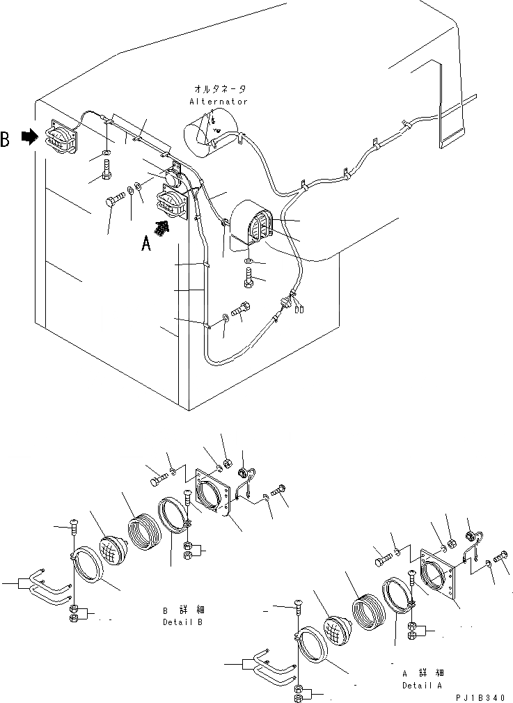 Схема запчастей Komatsu D155C-1 - ГОЛОВН. И БОКОВ. ОСВЕЩЕНИЕ(№8-9) ЧАСТИ КОРПУСА