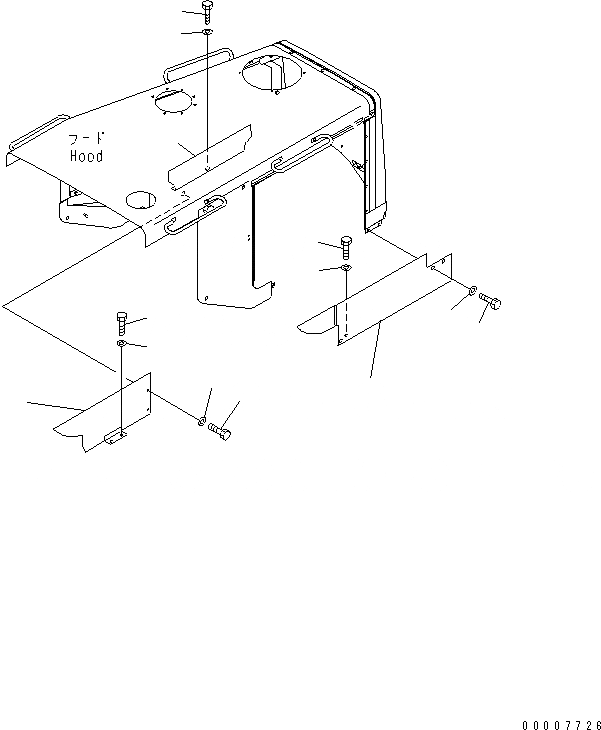 Схема запчастей Komatsu D155C-1 - БОКОВ. КРЫШКА ДВИГ. (OPEN) (ДЛЯ ДВИГАТЕЛЬ)(№8-) ЧАСТИ КОРПУСА