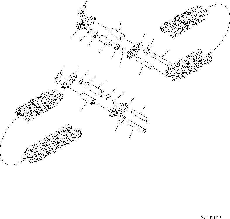 Схема запчастей Komatsu D155C-1 - ГУСЕН. ЦЕПЬ В СБОРЕ (ПОСТАВЛЯЕМЫЕ ЧАСТИ) ОСНОВН. КОМПОНЕНТЫ И РЕМКОМПЛЕКТЫ
