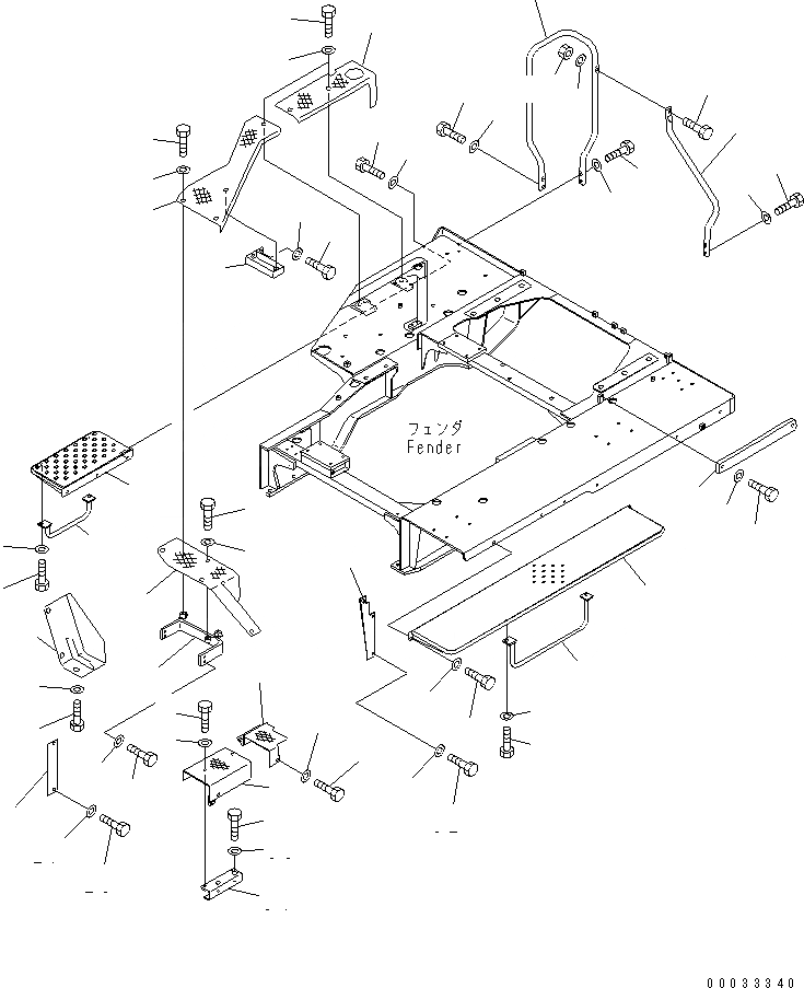 Схема запчастей Komatsu D155C-1 - КРЫЛО (С КОНДИЦИОНЕРОМ) (ДЛЯ ДВИГАТЕЛЬ)(№-) ЧАСТИ КОРПУСА