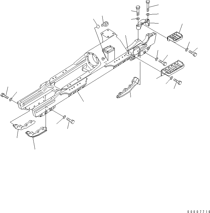 Схема запчастей Komatsu D155C-1 - ГУСЕНИЧНАЯ РАМА (ЛЕВ.)(№7-) ХОДОВАЯ