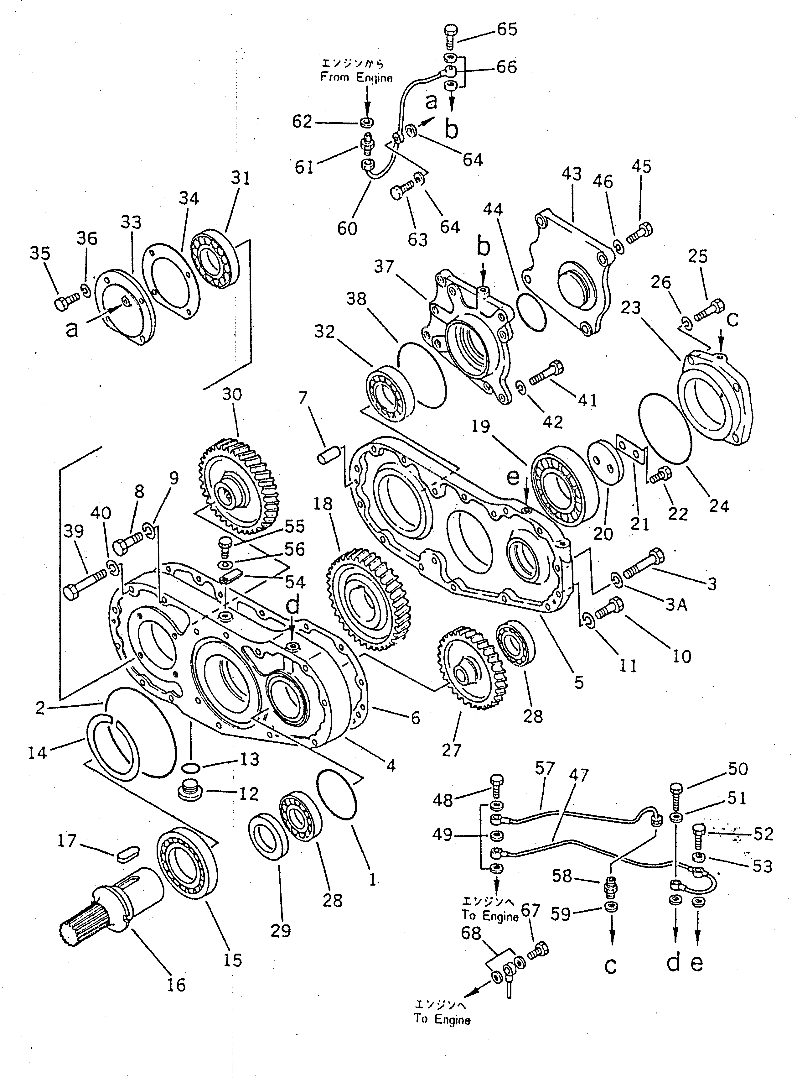 Схема запчастей Komatsu D155S-1 - МЕХ-М ОТБОРА МОЩНОСТИ КОМПОНЕНТЫ ДВИГАТЕЛЯ И ЭЛЕКТРИКА