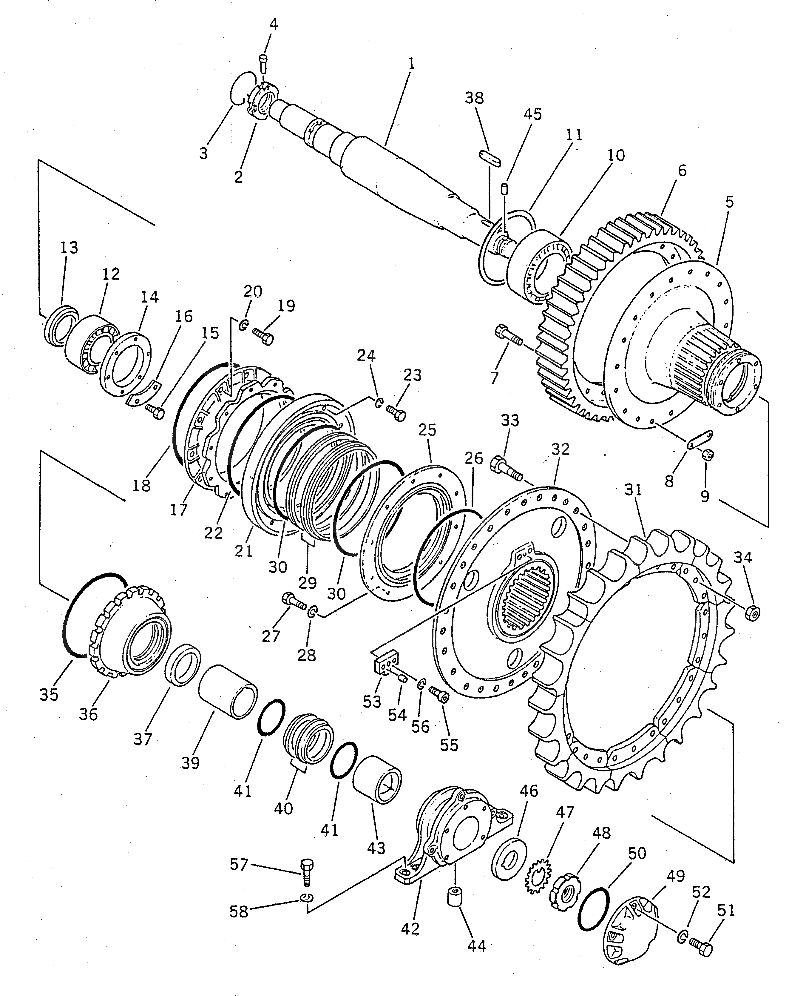 Схема запчастей Komatsu D155S-1 - КОНЕЧНАЯ ПЕРЕДАЧА И ВАЛ И ЗВЕЗДОЧКА (ДЛЯ ШЛАКОВОЕ. ПР-ВО) СИСТЕМАУПРАВЛЕНИЯ ПОВОРОТОМ И КОНЕЧНАЯ ПЕРЕДАЧА