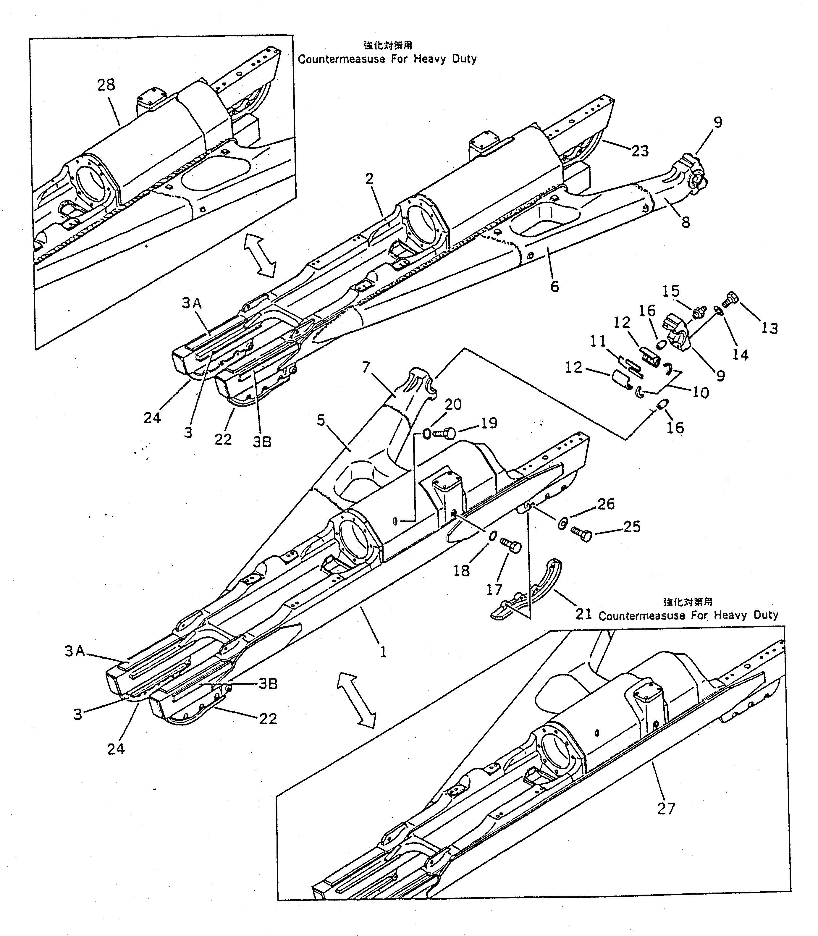 Схема запчастей Komatsu D155S-1 - ГУСЕНИЧНАЯ РАМА (ДЛЯ ШЛАКОВОЕ. ПР-ВО)(№-) ГУСЕНИЦЫ