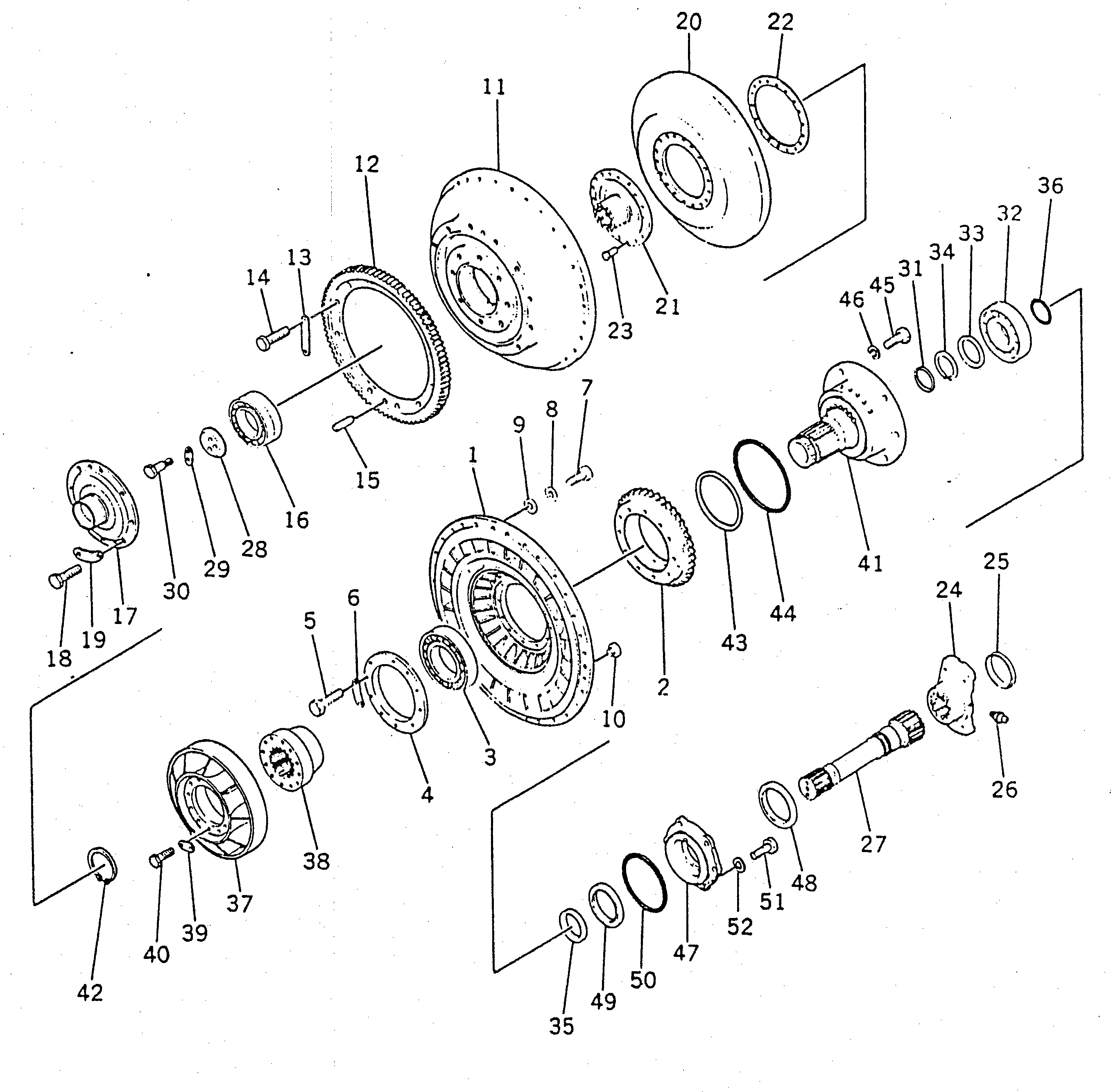Схема запчастей Komatsu D155S-1 - ВАЛ И СТАТОР ГИДРОТРАНСФОРМАТОР И ТРАНСМИССИЯ