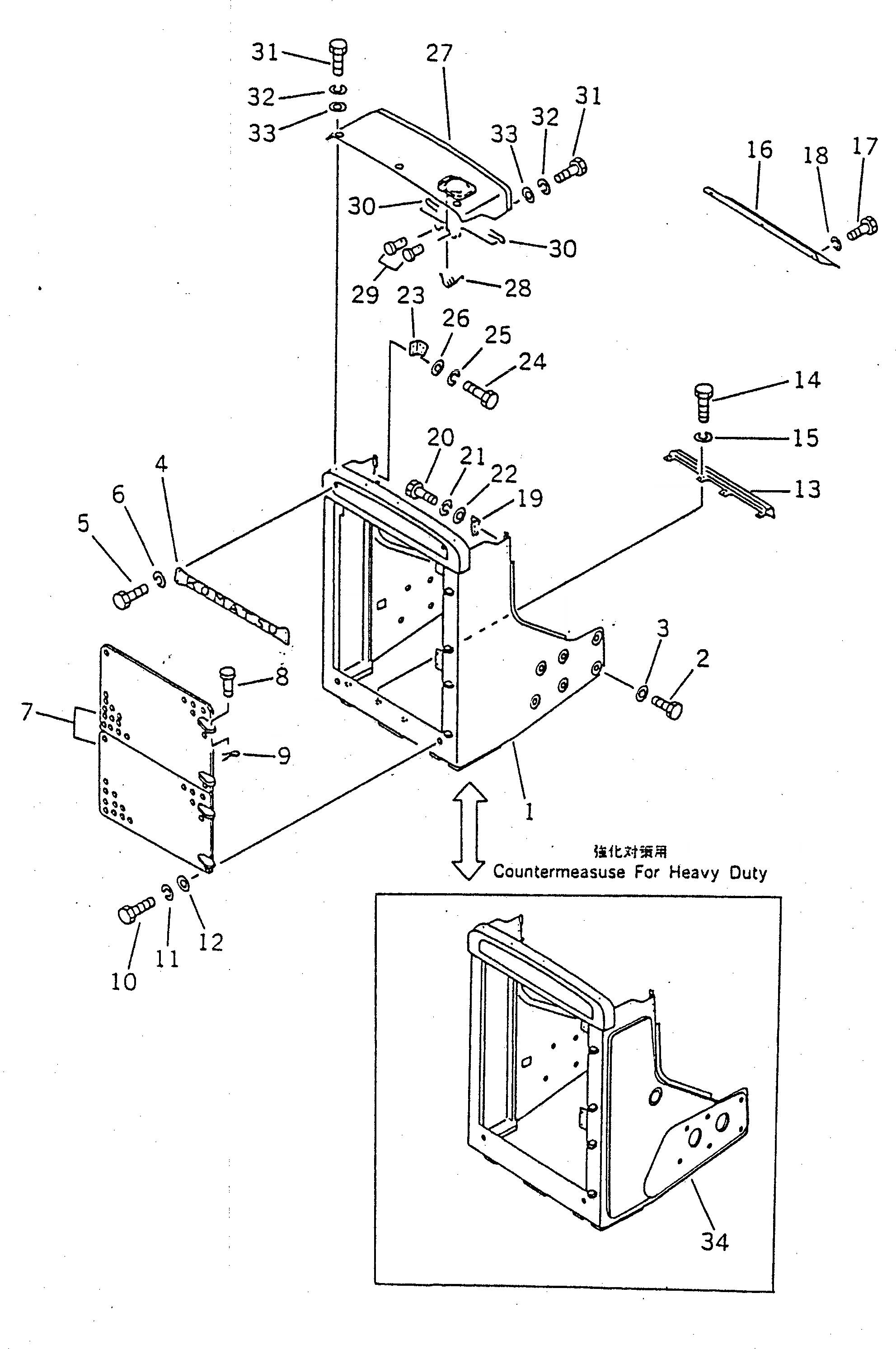 Схема запчастей Komatsu D155S-1 - ЗАЩИТА РАДИАТОРА (ДЛЯ ШЛАКОВОЕ. ПР-ВО) ЧАСТИ КОРПУСА