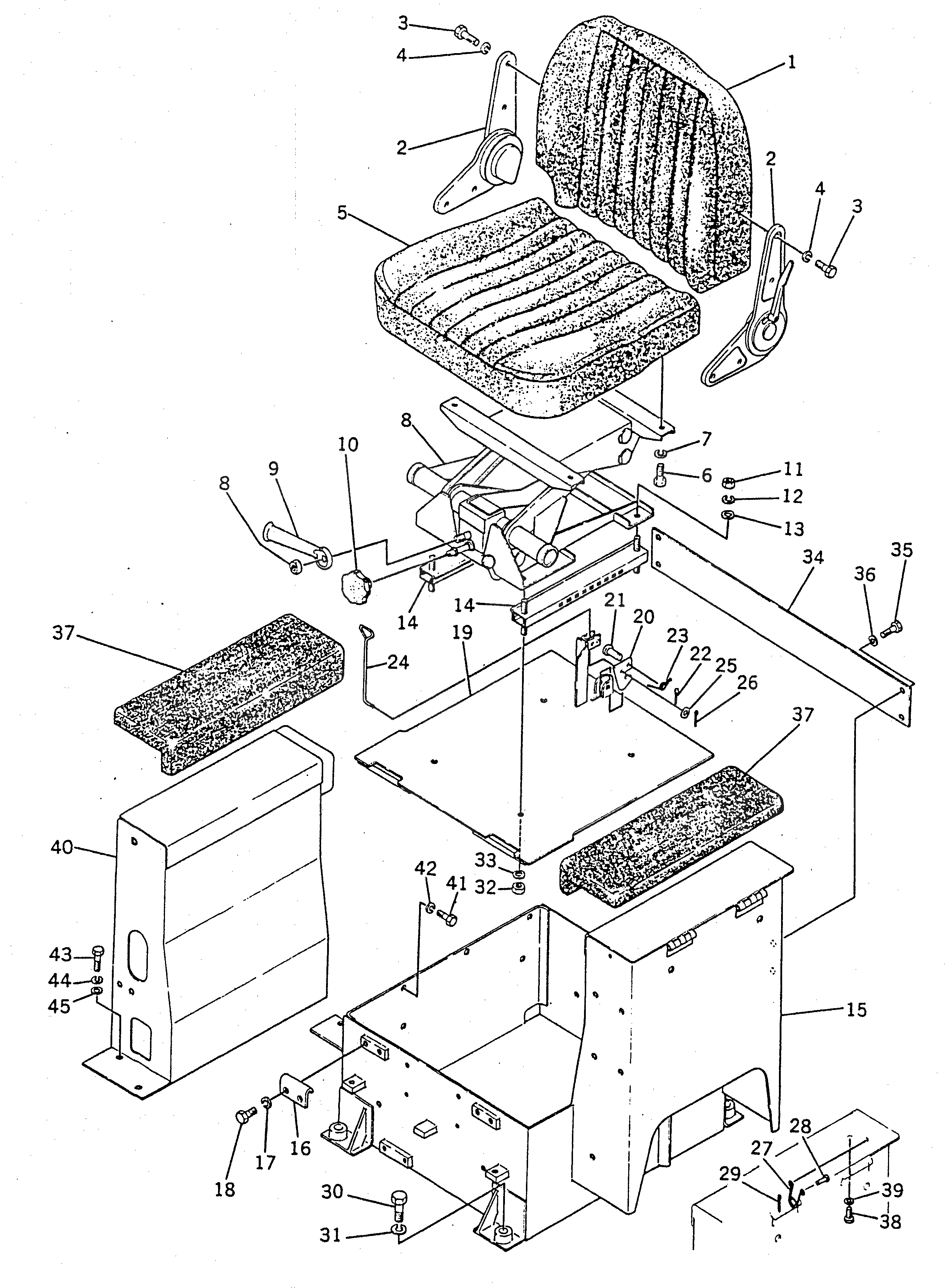 Схема запчастей Komatsu D155S-1 - СИДЕНЬЕ ОПЕРАТОРА(№-) ЧАСТИ КОРПУСА