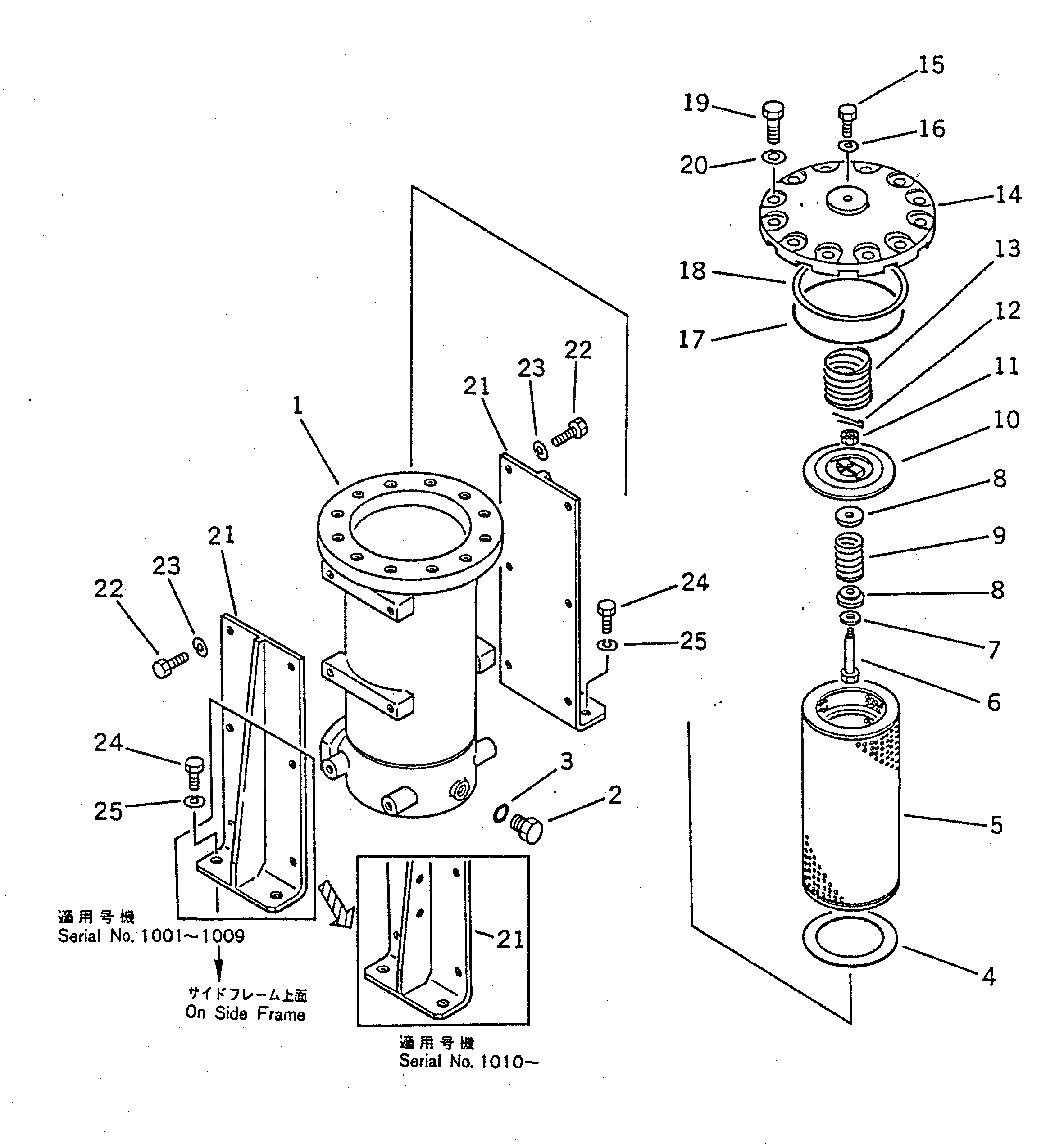 Схема запчастей Komatsu D155S-1 - ГИДРАВЛ. ФИЛЬТР УПРАВЛ-Е РАБОЧИМ ОБОРУДОВАНИЕМ